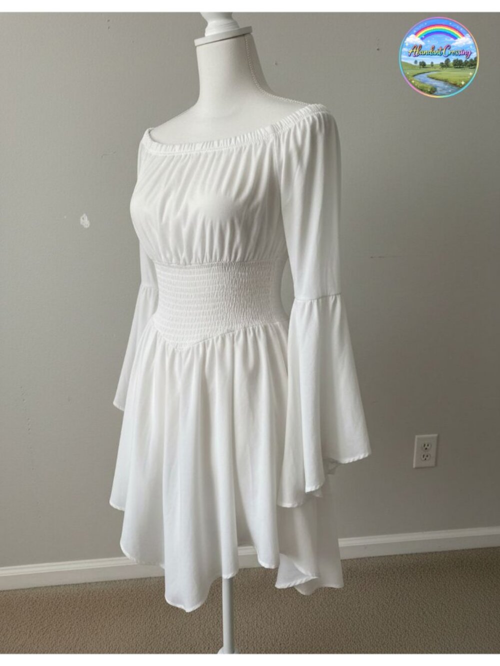 Renaissance Costume Dress Off Shoulder Corset Bell Sleeve Peasant